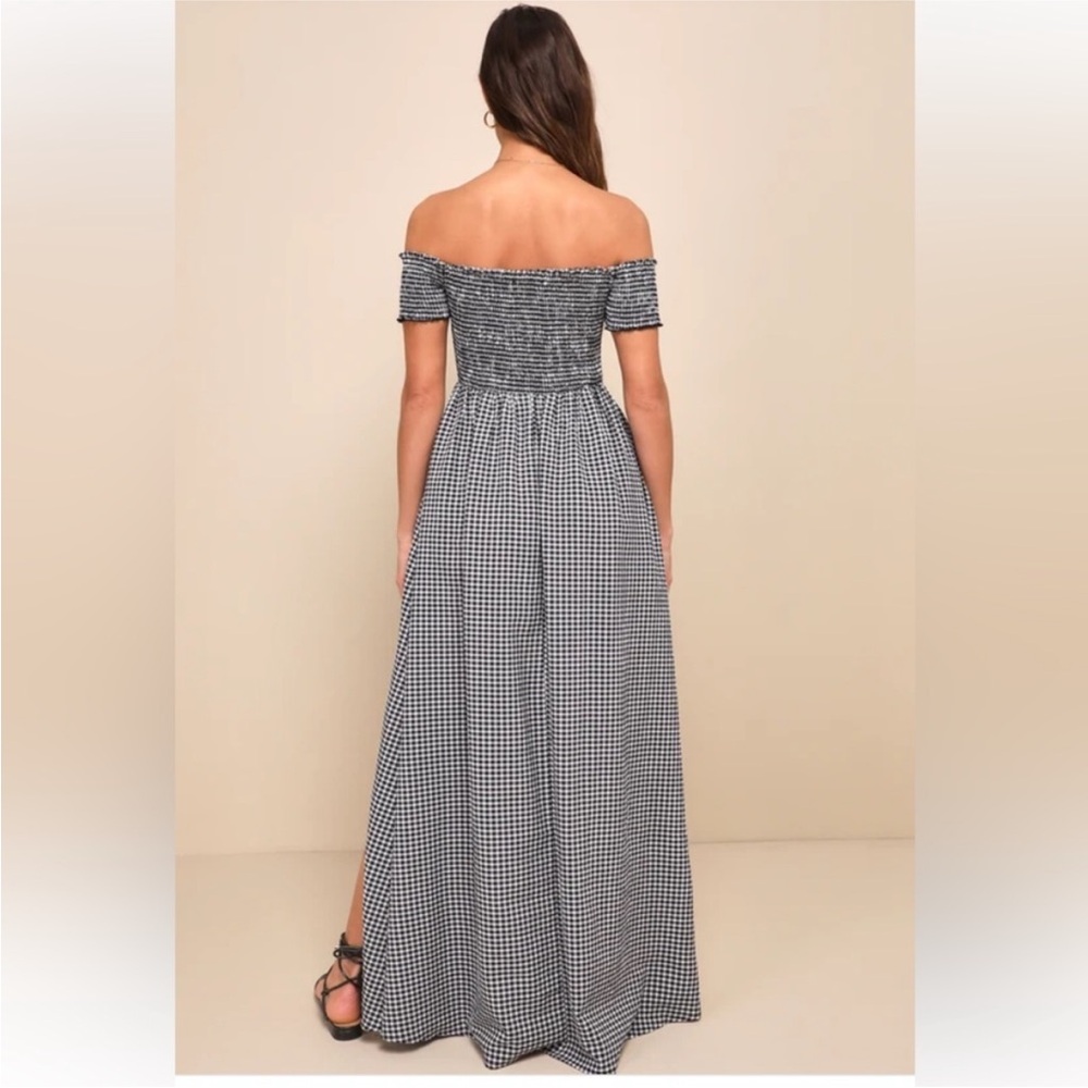 NWT Lulus Patsy Gingham Off Shoulder Maxi Dress Size S - Picture 4 of 9